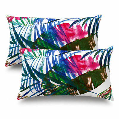 Ensemble de 2 coussins décoratifs d'extérieur, 51 x 30 cm, imperméables et résistants aux UV et à la décoloration, pour le soutien lombaire de votre terrasse, jardin ou piscine.