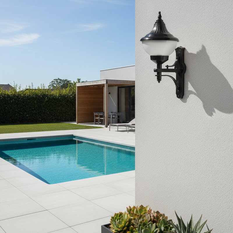 Rustic Black Outdoor Wall Lantern With Frosted Shape