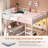 Full Size Loft Bed with 7 Storage Drawers, Large 2-Cube Bookshelf, L Desk & Charging Station, Metal Loft Bed with LED Lights & Open Shelf, Bed with Safety Guardrail & Ladders, Oak Grey | 4 in 1 full loft bed-2034107082