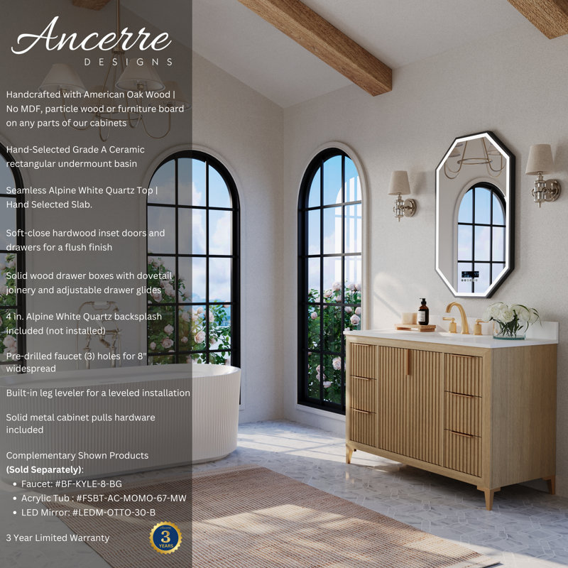 Turlington Freestanding Standard Bathroom Vanity with Top, Oak, 48"