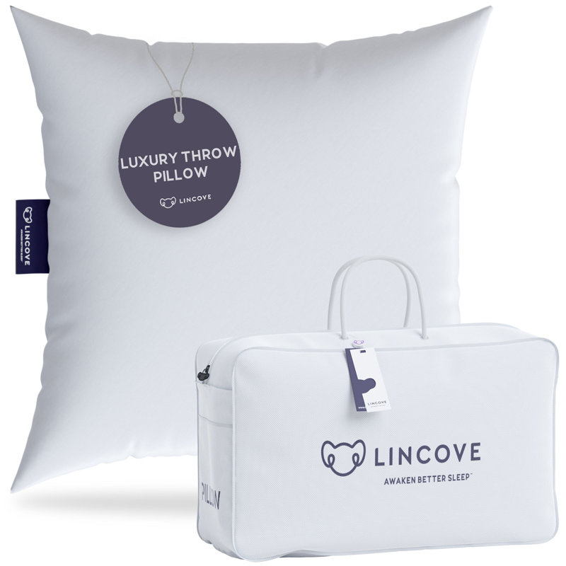 Lincove Throw Pillow Insert - 4 Pack - 100% Cotton Shell, Down Alternative Fill, Hypoallergenic - Made in Canada, Square 17"