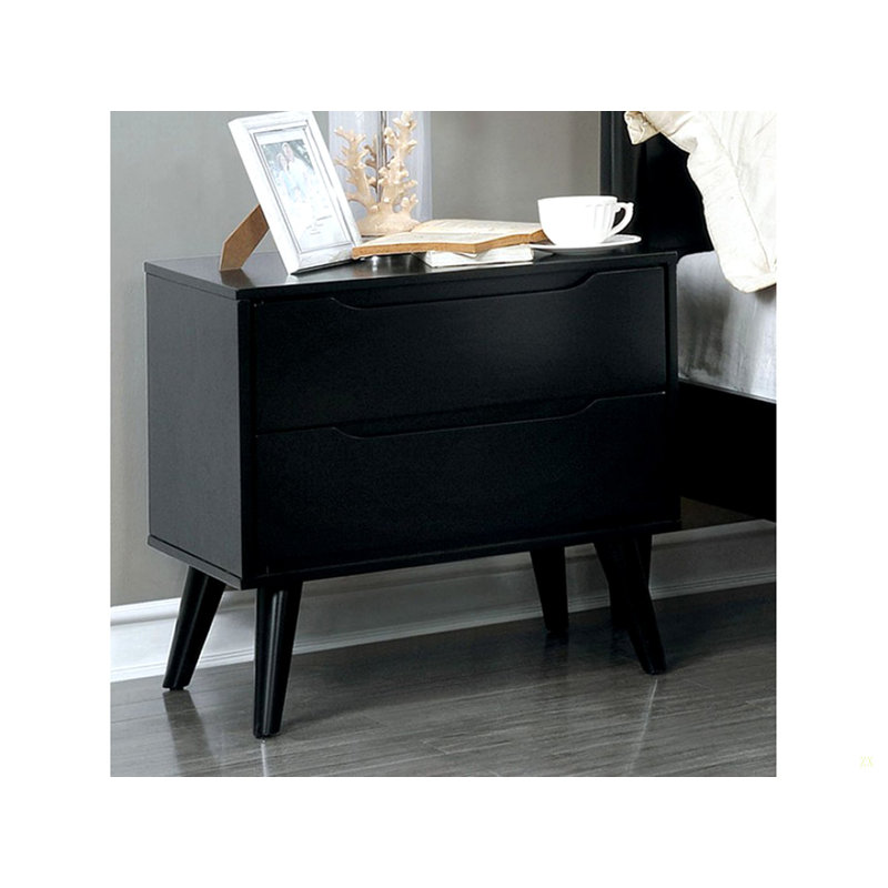 Table de chevet 1 pièce Mid-Century, Noir