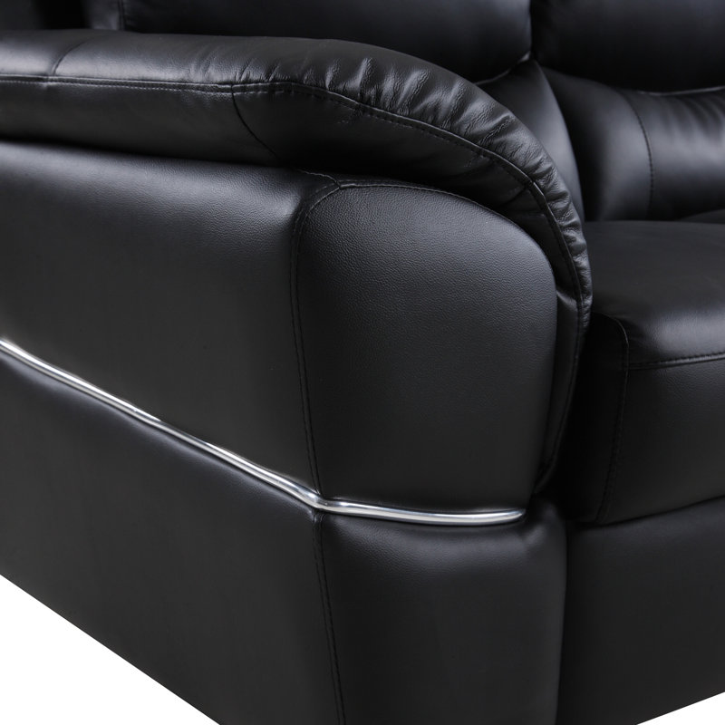 Genuine Leather Loveseat, Black