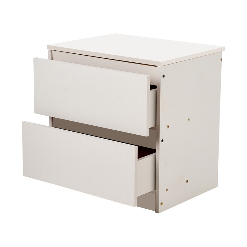 Solid + Manufactured Wood Bedside Table, White