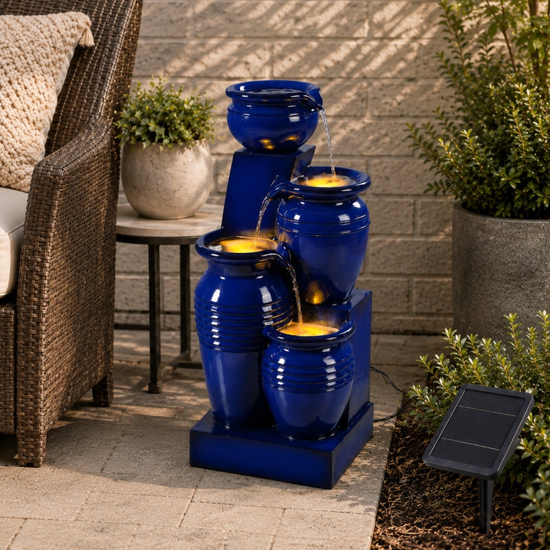 Cascade Fountain with Lights, Navy