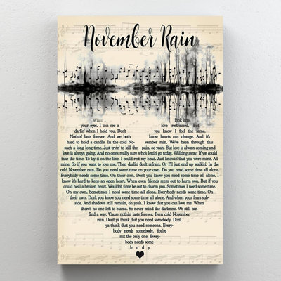 Krishvi " November Rain Lyrics - 1 Piece Rectangle Graphic Art Print On Wrapped Canvas "