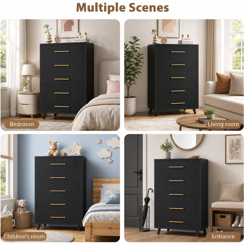 George Oliver Jakyria 43' H 5-Drawer Tall Dresser & Reviews