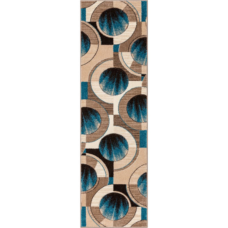 Geometric Synthetic Area Rug, Runner 60 x 213cm
