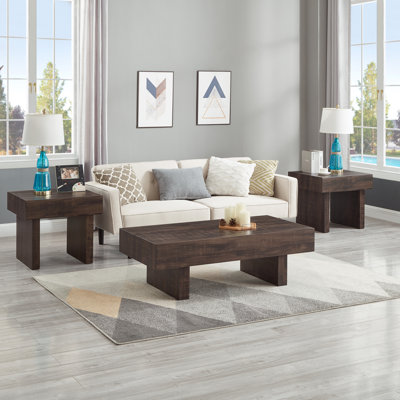 Ensemble de 3 tables basses d'appoint modernes avec deux tables de bout Memmott