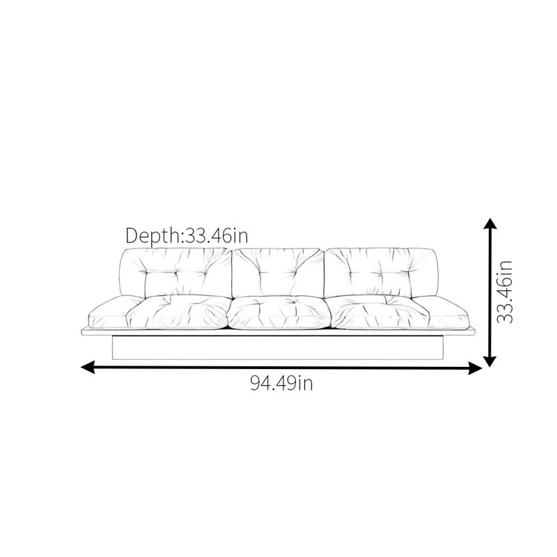 Canapé japonais, 3, H 33,46 po x l 94,49 po x P 33,46 po