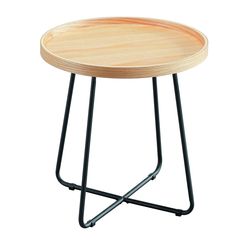 Hayfield Tray Top Cross Legs End Table, Black, Oak