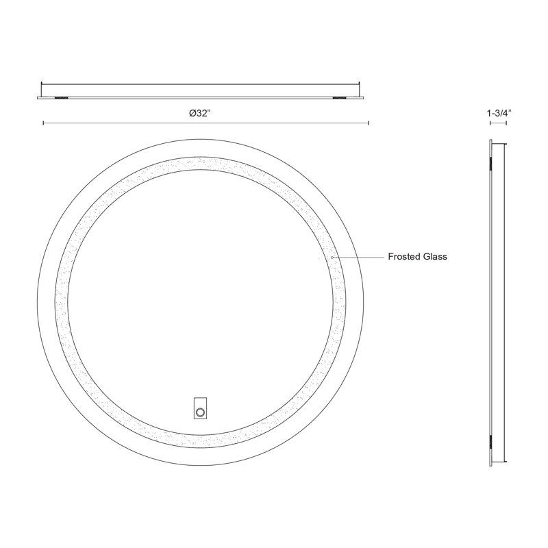 Hillmont Round Powder Coated Steel Lighted Wall Mirror, 32" H x 32" W x 1.75" D