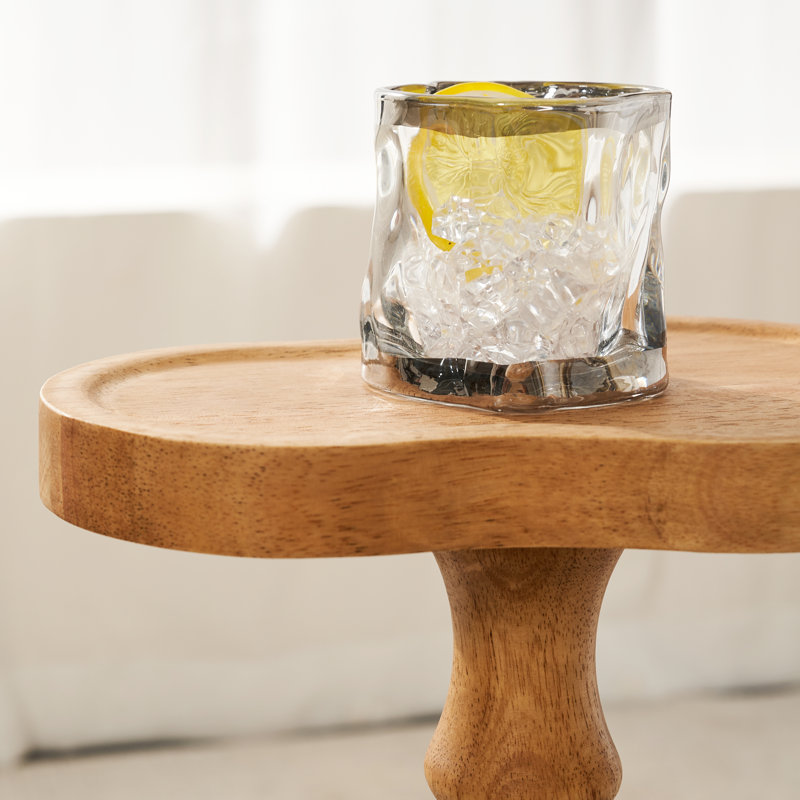 Table de bout en bois massif en forme de haricot, table à boisson sur piédestal, grand support pour plante, Brun