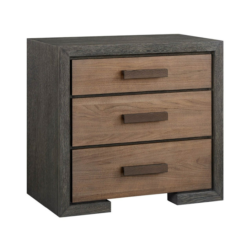 Modern Veil Veil/Mist Two-Tone Soft Close Nightstand, Brown
