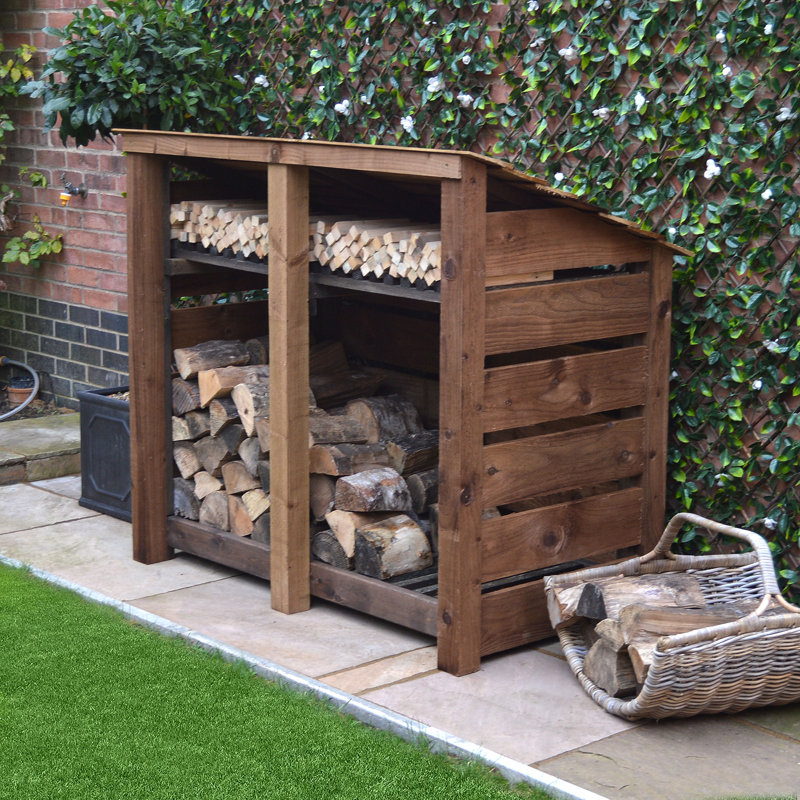 Tangier 150cm W x 74.5cm D Solid Wood Log Store, Rustic Brown