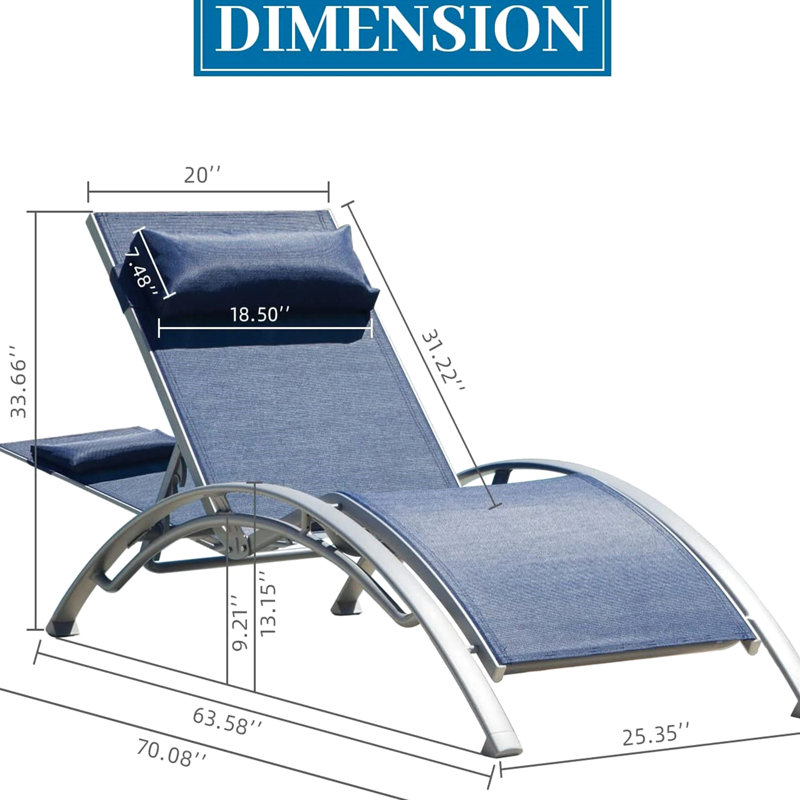 Chaise longue d'extérieur pour 2 personnes - bleu, avec coussin réglable et détachable pour la pelouse 2 - bleu