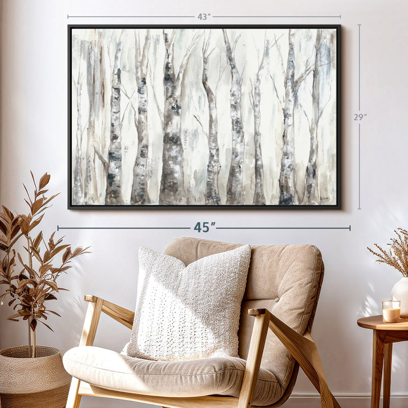 Nature «Winter Aspen Trunks Neutral Canvas Print», H 29 po x l 43 po