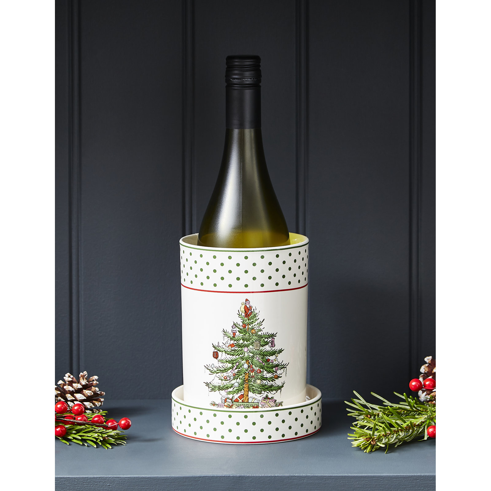 Polka Dot Wine Chiller with Coaster