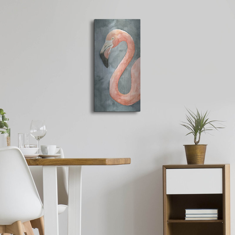 «Flamingo Study 2» par Emma Caroline, art mural en métal, H 24 po x l 12 po