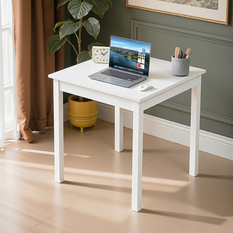Ensemble de bureau à domicile et de chaises, bureau d'ordinateur carré blanc avec ensemble de chaises de bureau en cuir PU, ensemble de chaises de bureau pivotantes en polyuréthane à hauteur ajustable, ensemble de mobilier de bureau et de meuble-lavabo multi-ensembles