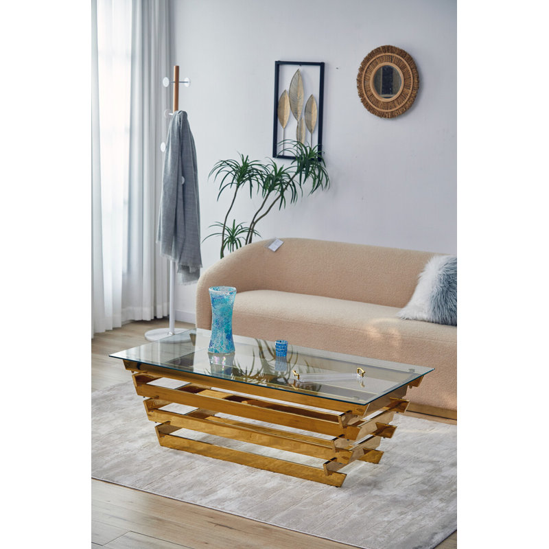 Avdain coffee table with storage space, Gold