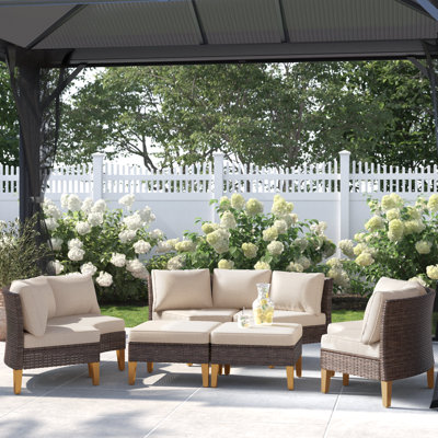 Ensemble de patio modulaire en osier 8 pièces Argyri