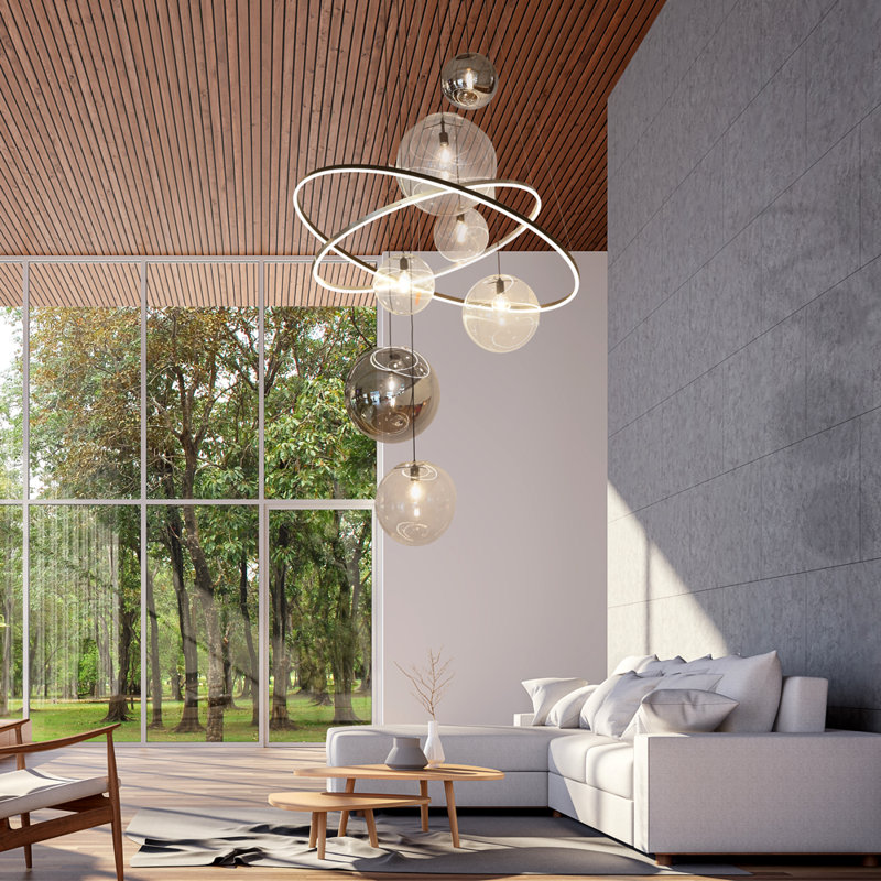 Galaxy XXL gallery light LED Ring pendant lamp large glass spheres, Atom