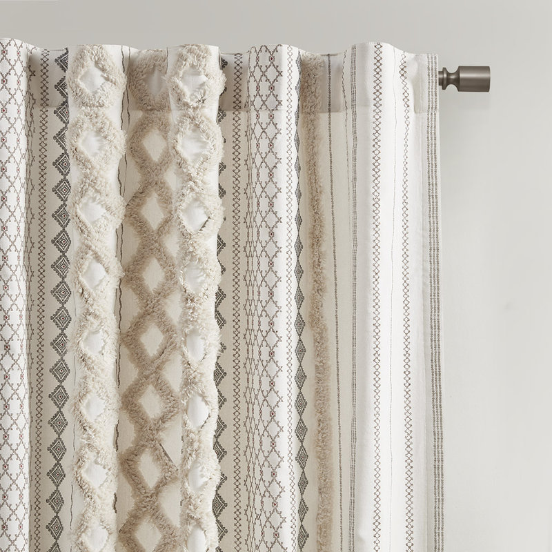 Panneau de rideau simple Boho Imani, Ivoire ivoire, L 50 po x L 84 po