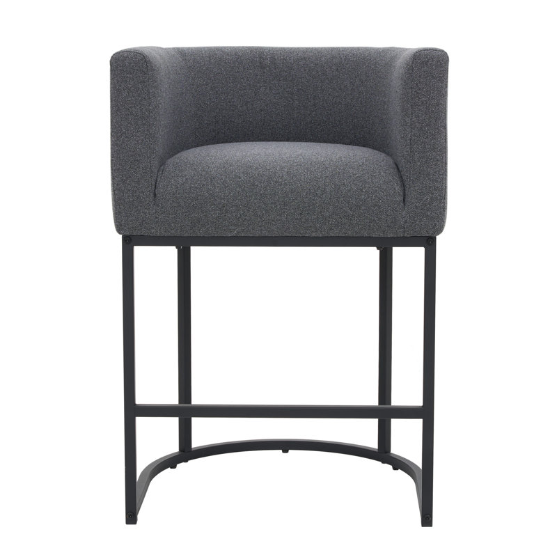Tabouret de baril de comptoir rembourré, Noir, Gris foncé
