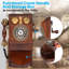  Téléphone filaire mural rétro classique - Design rétro avec manivelle, interrupteur de tonalité / impulsion, fonction de recomposition, bois et placage fabriqués à la main, téléphone fixe antique