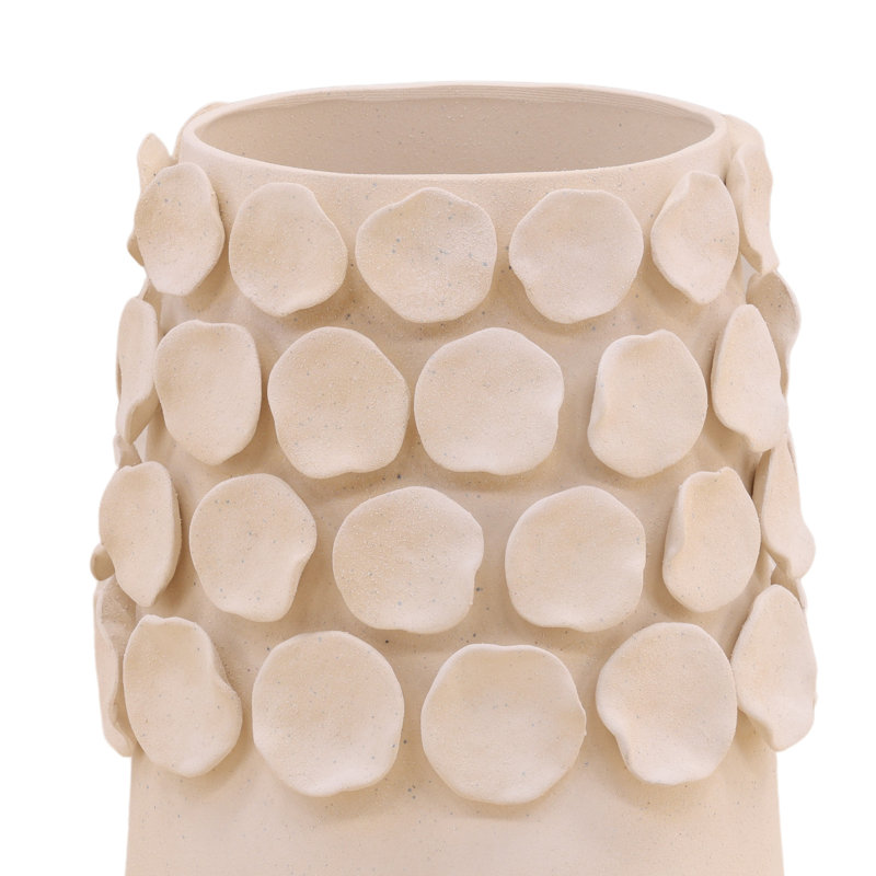 Vase Calypso crème, H 14 po x l 11,5 po x P 11,5 po