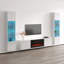 Brezlyn 103.6" Modern Entertainment Centre with Electric Fireplace, High Gloss Finish, Wall-Mounted-648187965