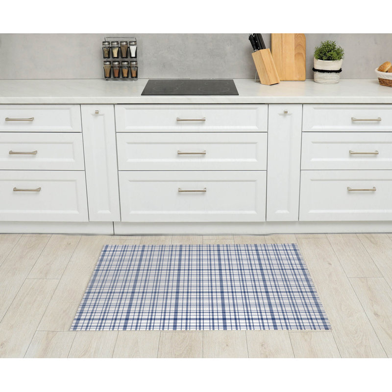Diano Plaid Kitchen Mat, Rectangle 4' x 6', Navy