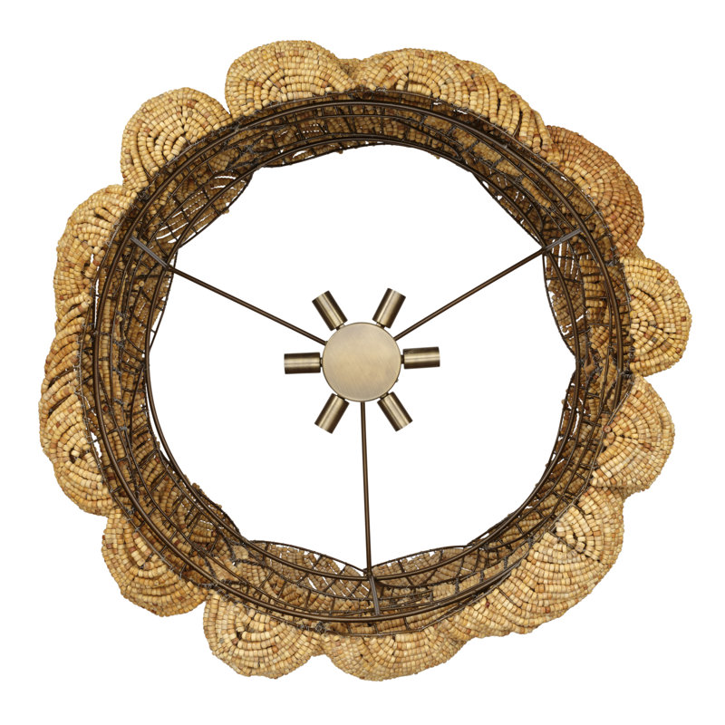Anguilla 6-Light Wood Beaded Chandelier, Natural, Natural