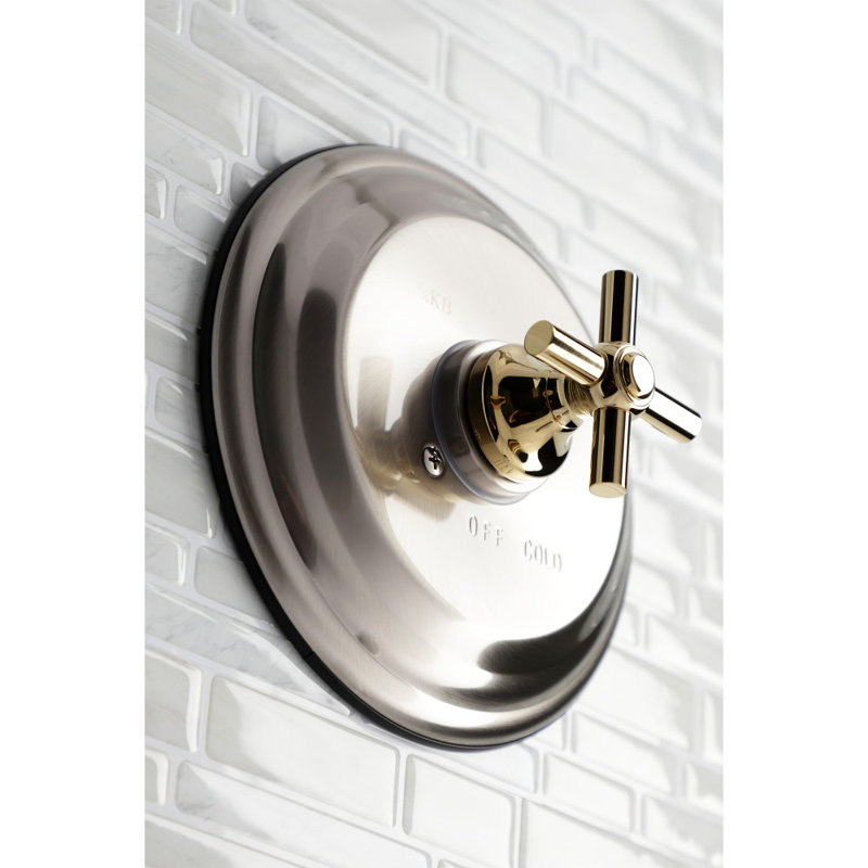 Kingston Brass Single-Handle Pressure Balanced Tub Faucet, Brushed Nickel/Polished Brass