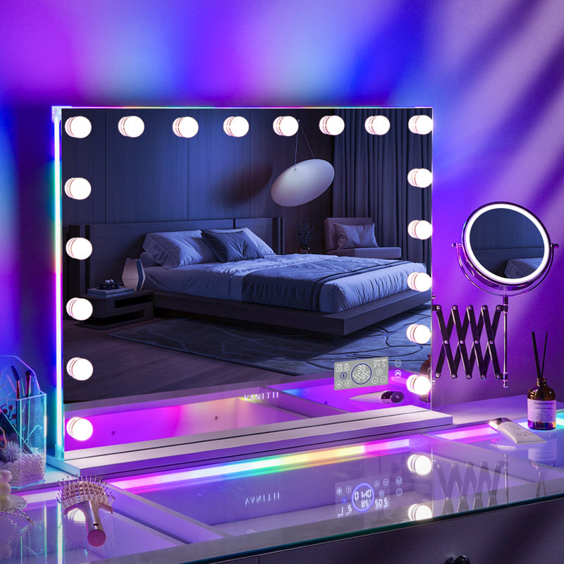 Metal Rectangle Mirror, 22.83" H x 31.49" W x 5.9" D