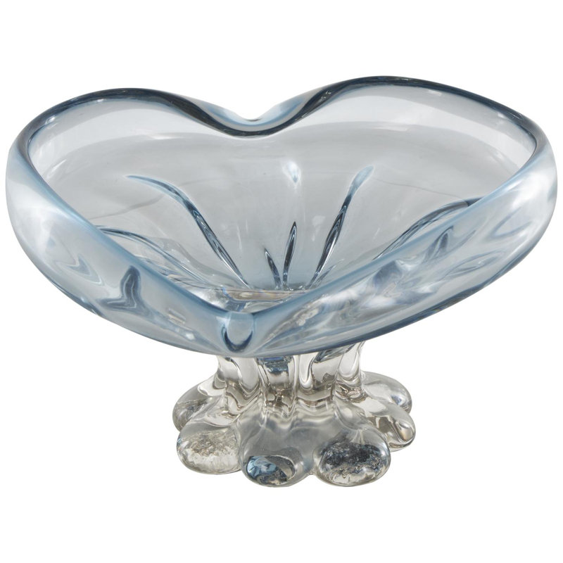 Cole And Grey Glass Ombre Decorative Bowl With Folded Curve Opening And Scalloped Base