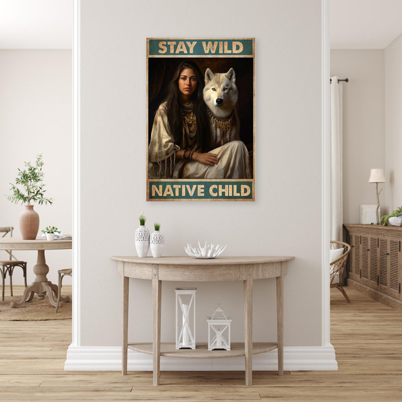 Stay Wild Native Child - Rectangle, impression sur toile tendue, H 36 po x l 24 po x P 1,25 po