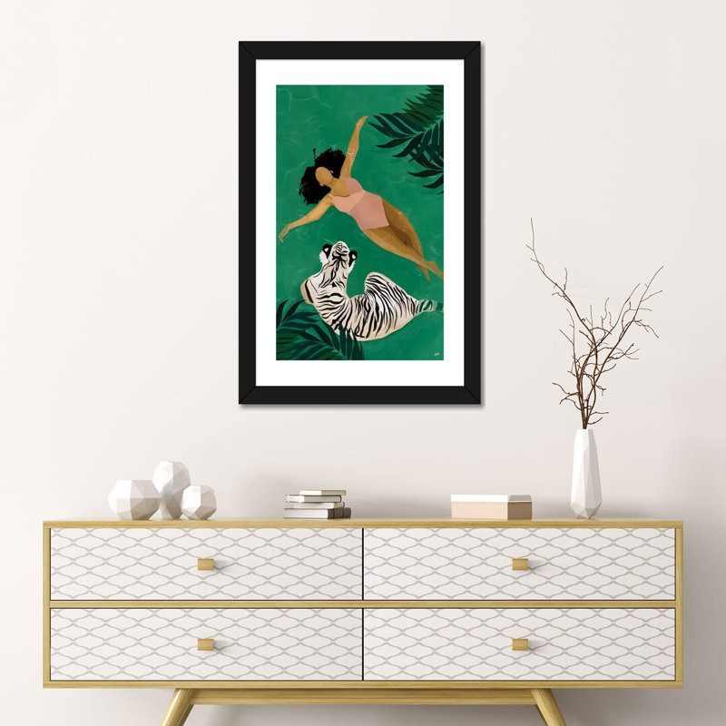 « Drift » par Bria Nicole-impression d’art graphique, Blanc, H 24 po x l 16 po x P 1 po, Papier encadré noir