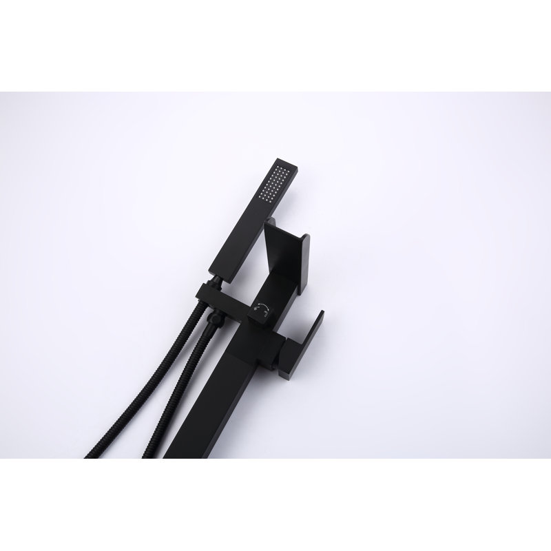 Freestanding Bathtub Faucet Tub Filler Matte Black Floor Mount Bathroom Faucets Single Handle with Hand Shower