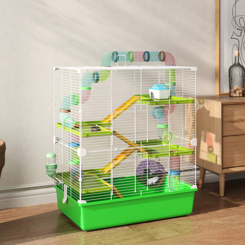 Très grande cage à hamster 23 po - 5 étages, tubes, tunnels, portable, avec roue