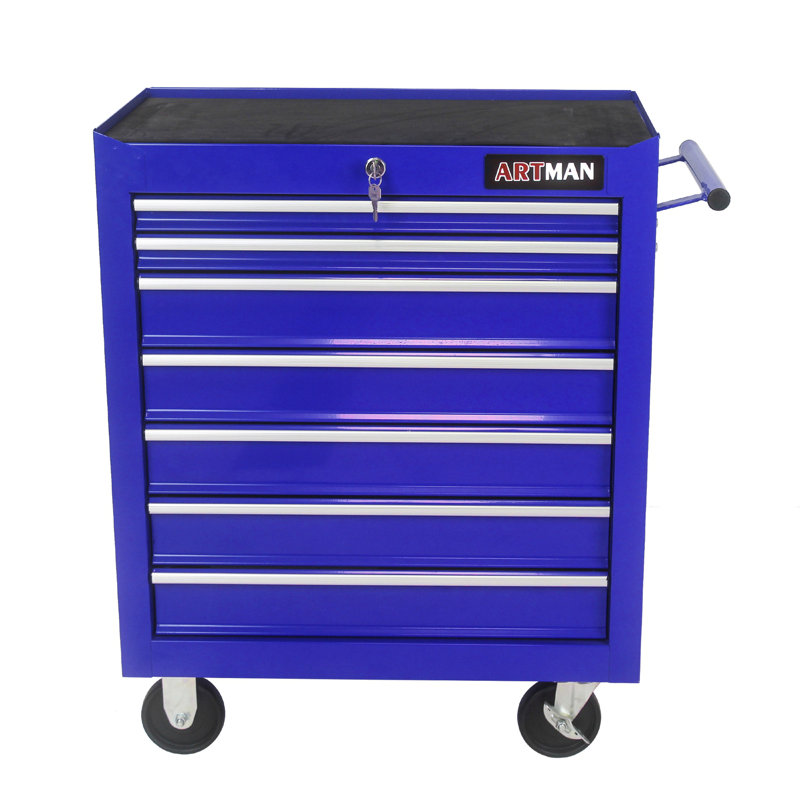 Chariot à outils 7 roulettes multifonctionnel avec roulettes, Bleu