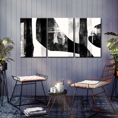 Abstract Black Ink Abstract Multi Piece Canvas Print On Canvas 3 Pieces by Daniel P Set
