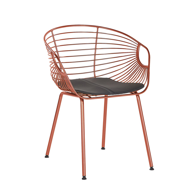 Bonneau 46cm H Upholstered Ladder Back Armchair, Copper