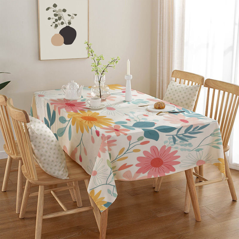 Durable Tablecloth, 50% Cotton / 50% Polyester, 55.1 x 118.1 inches | Machine Washable at 86°F, Tumble Dryer Safe, Ironable | Perfect for Dining Room, Parties & Everyday Use, Elegant Design & Easy Care