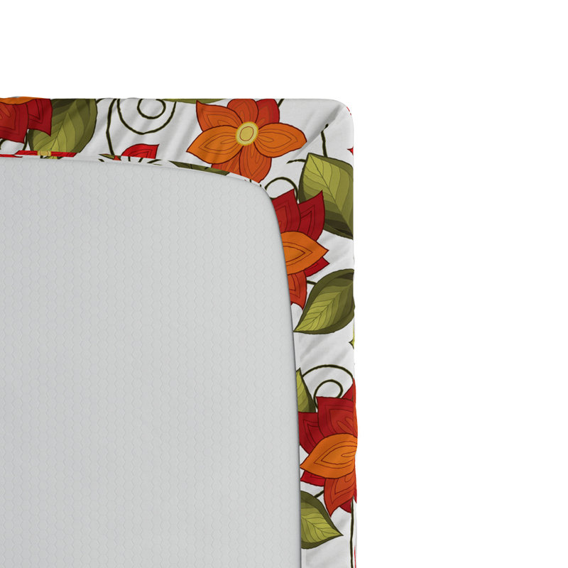 Microfiber Fitted Sheet, Twin XL Fitted Sheet, Orange Floral
