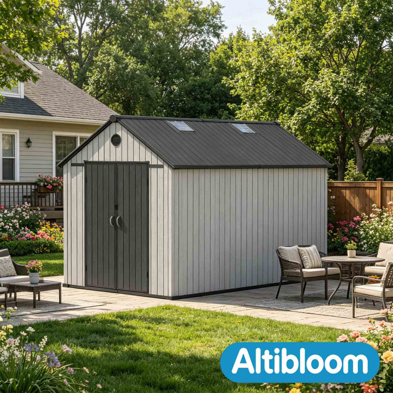 Remise de rangement en résine avec plancher ALTIBLOOM 8 x 12 pi, gris