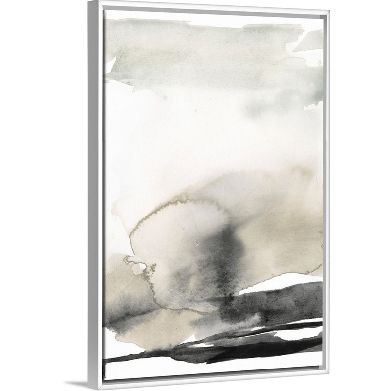 «Ebony Horizon Triptych III» par Jennifer Goldberger - reproduction d'art, Toile blanche encadrée