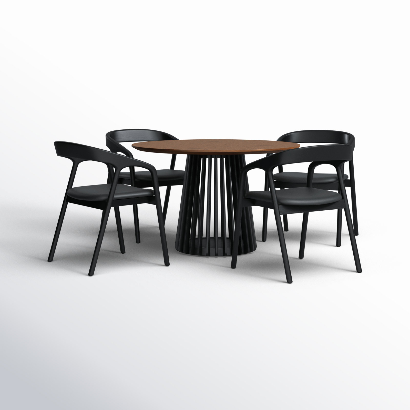 Brysa 5 - Piece Extendable Dining Set, Walnut, Black