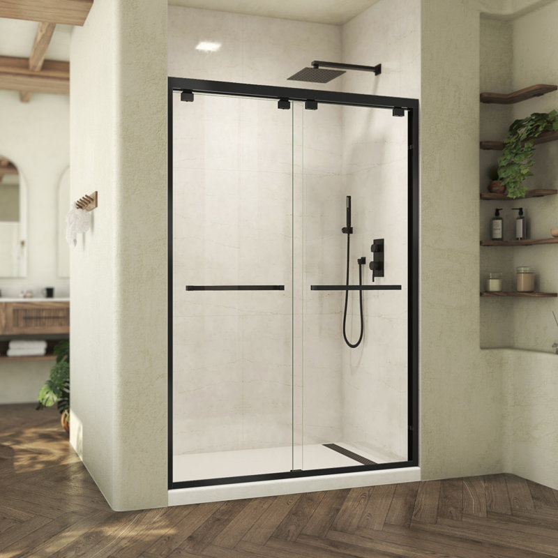 DreamLine Abbey 50 - 54 in. W x 76 in. H Semi-Frameless Bypass Shower Door in Oil Rubbed Bronze, Matte Black
